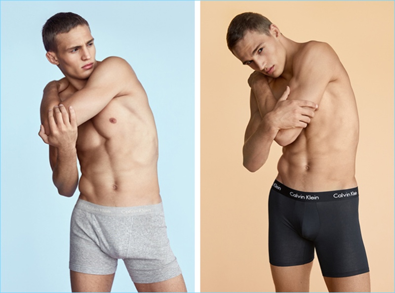 Model Julian Schneyder sports underwear styles from Calvin Klein.