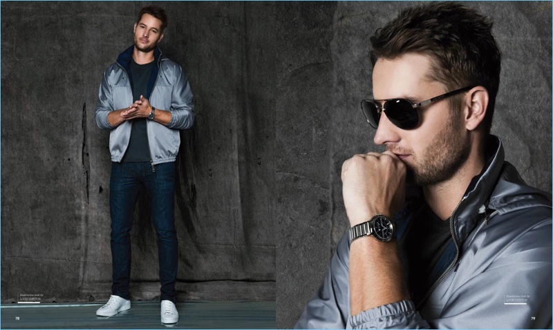 Ryan Jerome photographs Justin Hartley in Louis Vuitton for Haute Living.