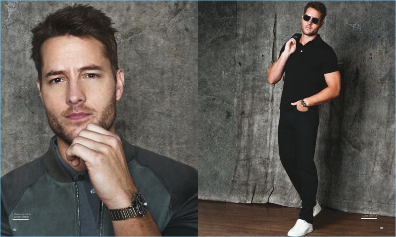 Stylist Bruno Lima outfits Justin Hartley in Louis Vuitton for Haute Living.