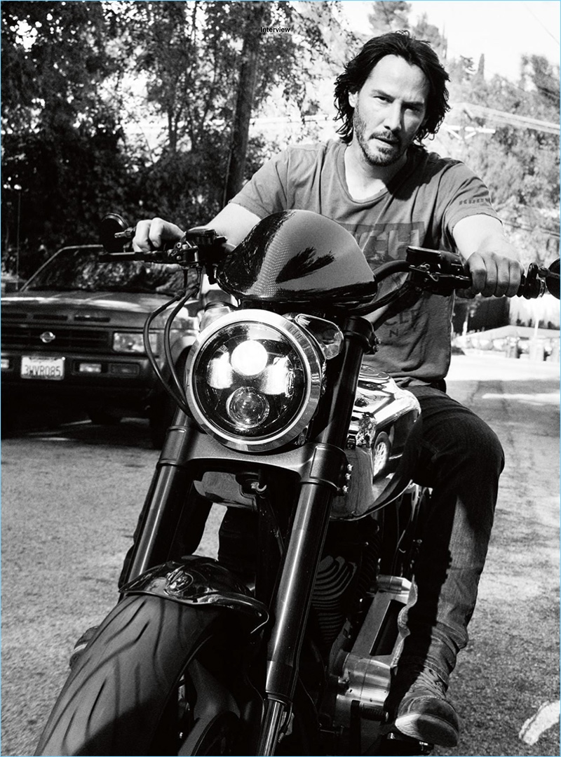 Taking to the streets of Los Angeles on a motorcycle, Keanu Reeves appears in a photo spread for Esquire UK.