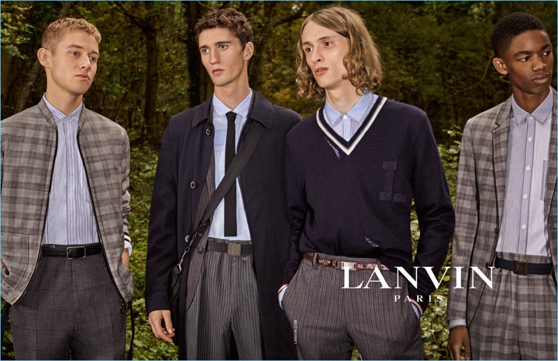 Rich Cole, Joby Barrett, Tony Minenkov, and Montell Martin star in Lanvin's spring-summer 2017 campaign.