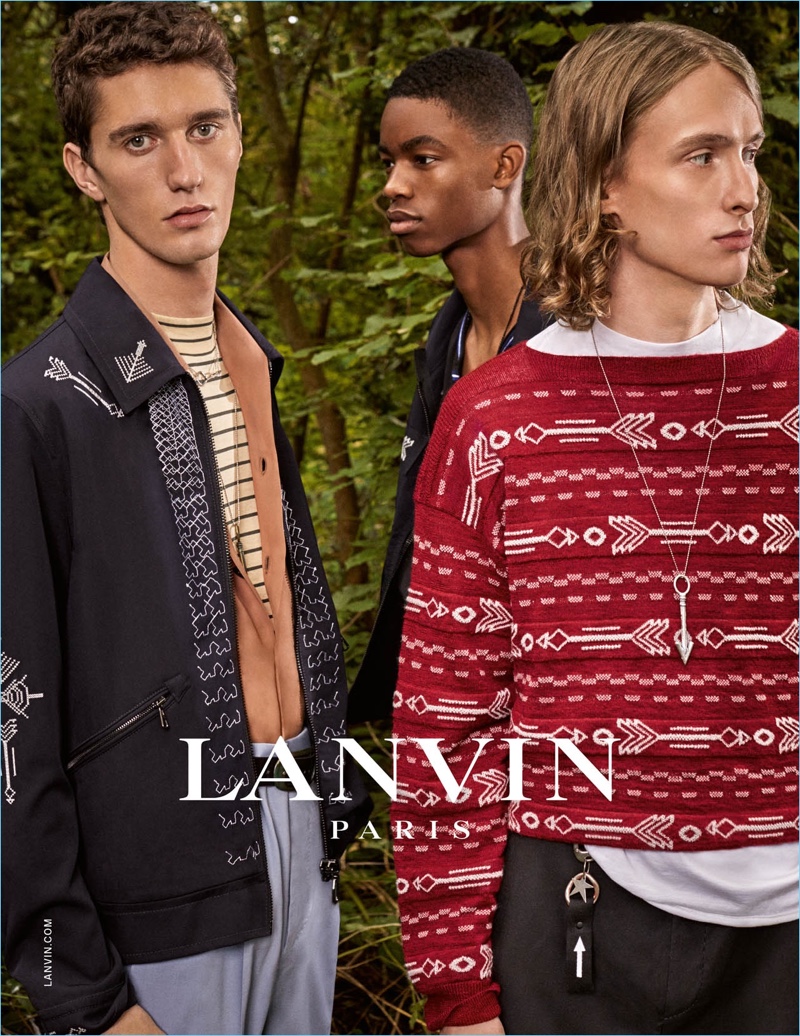 Joby Barrett, Montell Martin, and Tony Minenkov front Lanvin's spring-summer 2017 campaign.