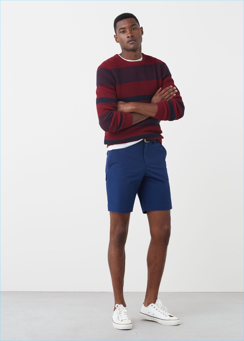 Navy is front and center for a smart pair of Bermuda shorts by Mango Man.