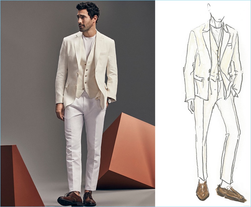 Create a modern moment inspired by The Great Gatsby with Massimo Dutti's off-white suiting.