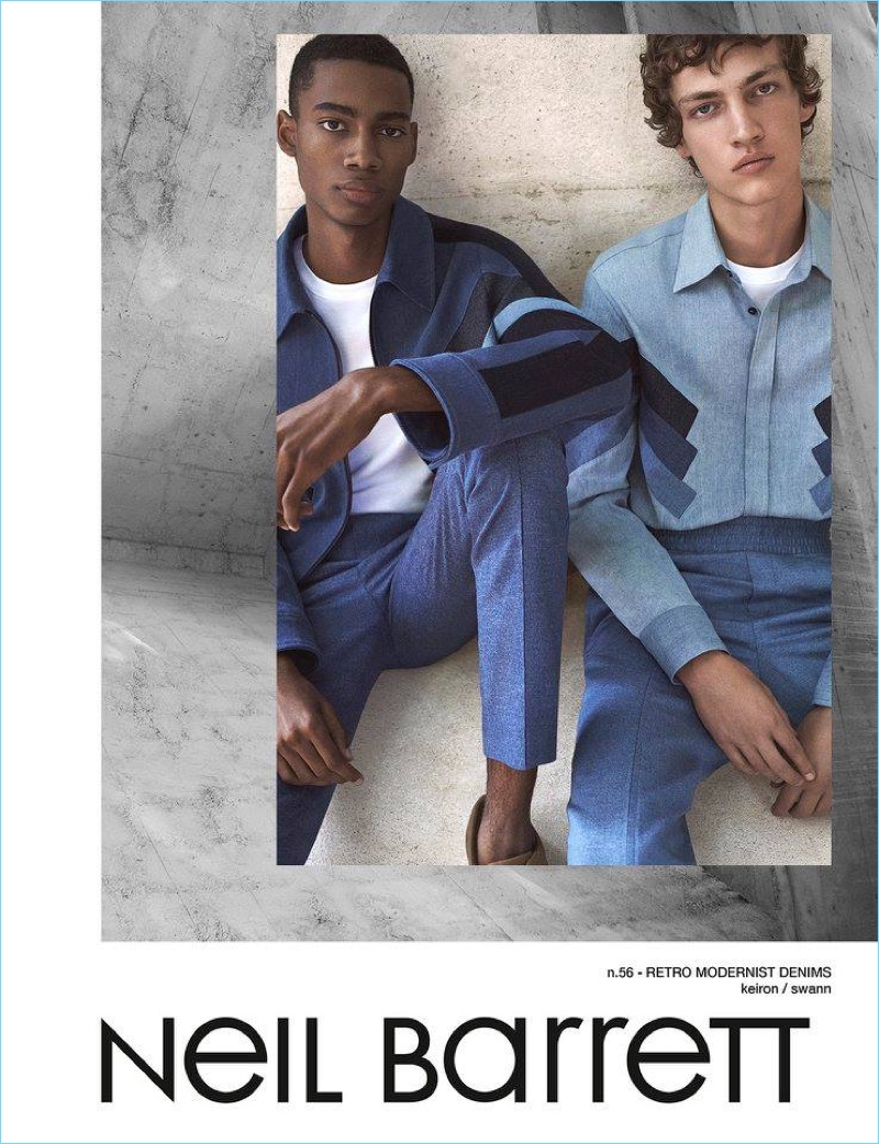 Keiron Caynes and Swann Guerrault star in Neil Barrett's spring-summer 2017 campaign.