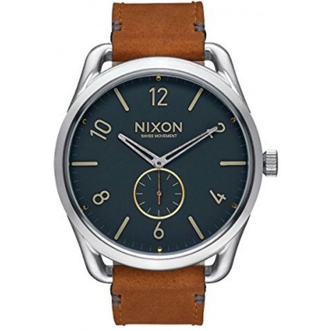 Nixon Leather Navy Blue Dial Brown Leather Band Men’s Watch