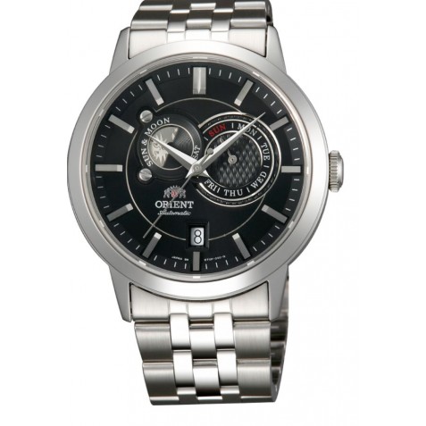 Orient Sun And Moon Black Dial Stainless Steel Watch