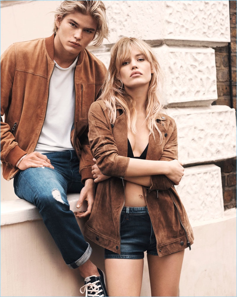 Models Jordan Barrett and Georgia May Jagger come together for Pepe Jeans' spring-summer 2017 campaign.