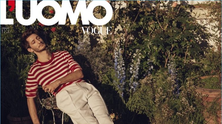Pierre Niney covers the February 2017 issue of L'Uomo Vogue.