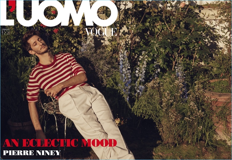 Pierre Niney covers the February 2017 issue of L'Uomo Vogue.