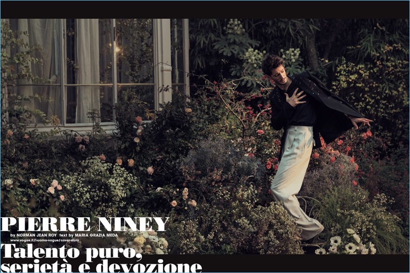 Actor Pierre Niney dons a sweater and blazer by Dior Homme with Bottega Veneta trousers. » Pierre Niney Covers L'Uomo Vogue, Talks Movie Projects Actor Pierre Niney dons a sweater and blazer by Dior Homme with Bottega Veneta trousers.