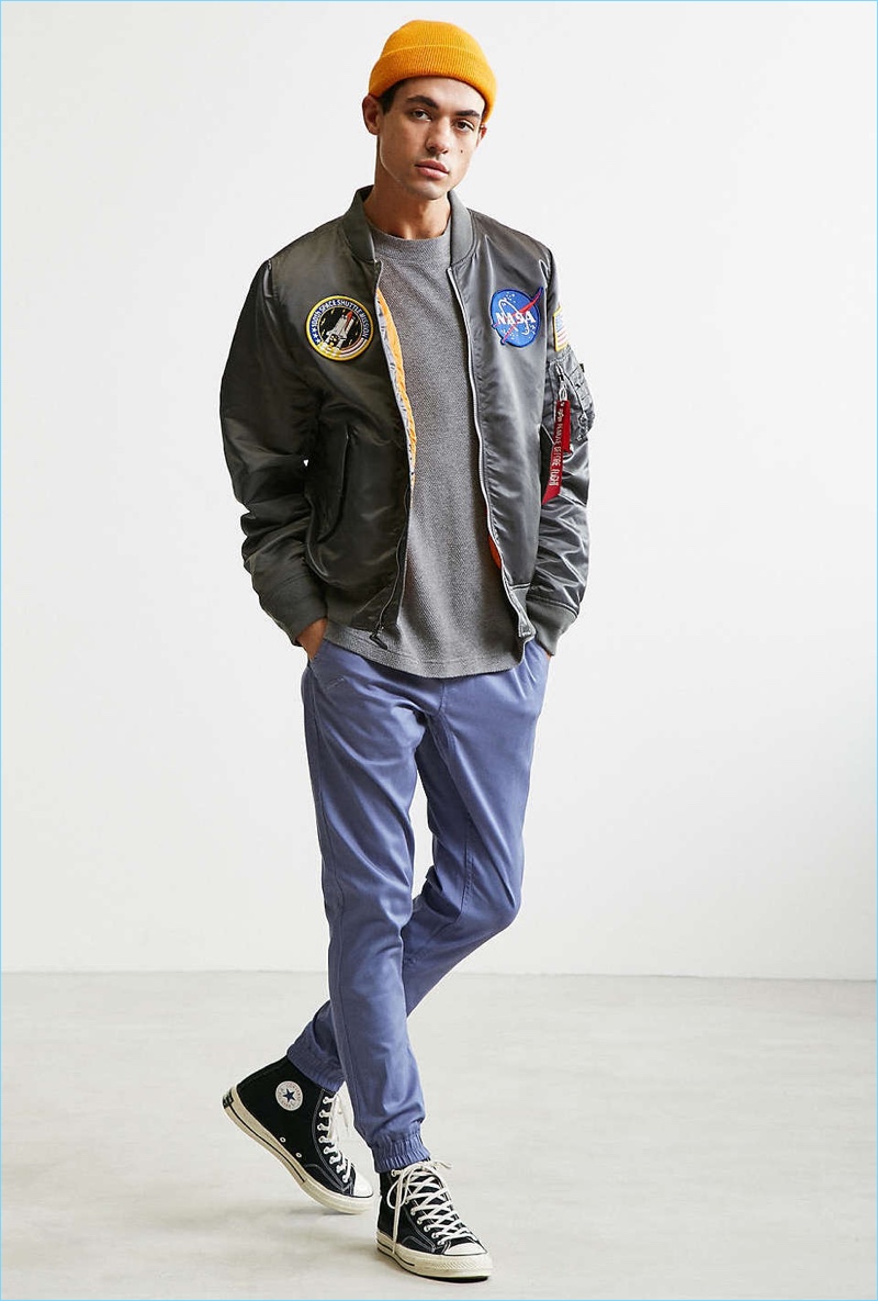 Embrace a sporty look by pairing Publish's slate joggers with an on-trend bomber jacket.