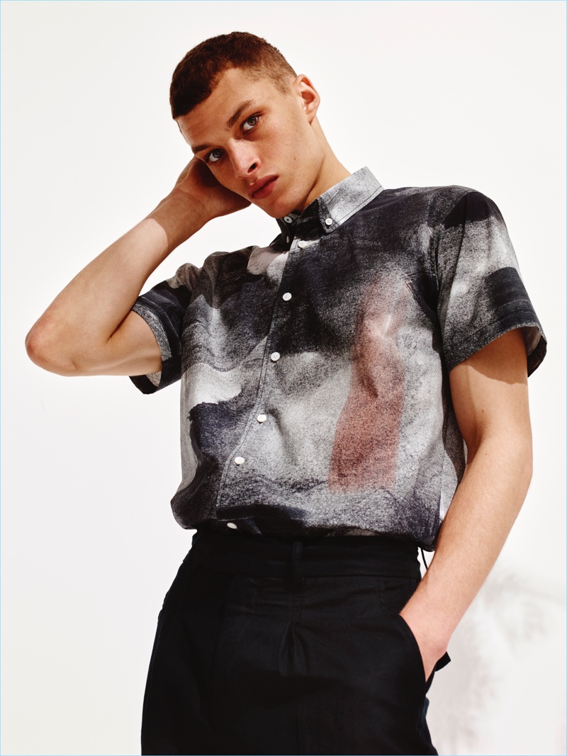 Revisit 90s style with a smart short-sleeve printed shirt from Saturdays NYC.