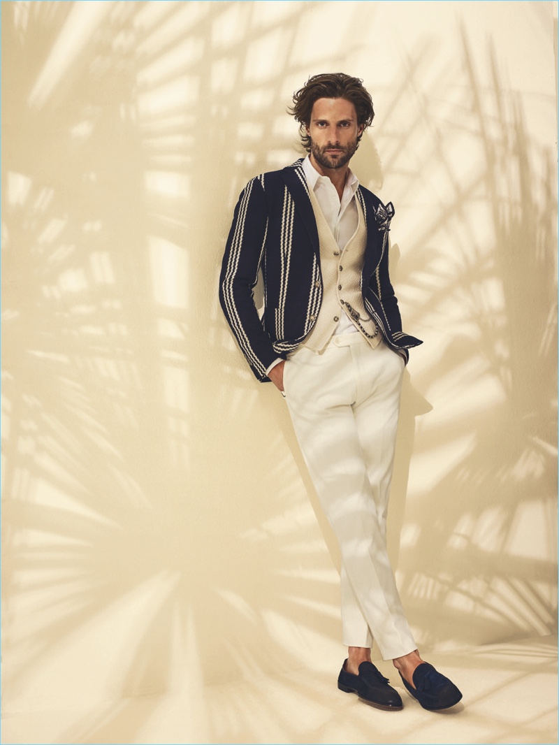 Tommy Dunn stars in TAGLIATORE's spring-summer 2017 advertising campaign.