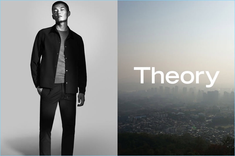 Satoshi Toda stands tall for Theory's spring-summer 2017 campaign.