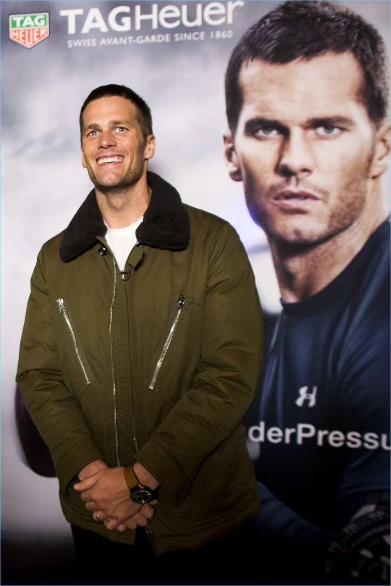 New England Patriots quarterback Tom Brady appears at 'A Triumphant Celebration with Living Legend, Tom Brady' on February 8, 2017 in Boston, Massachusetts.