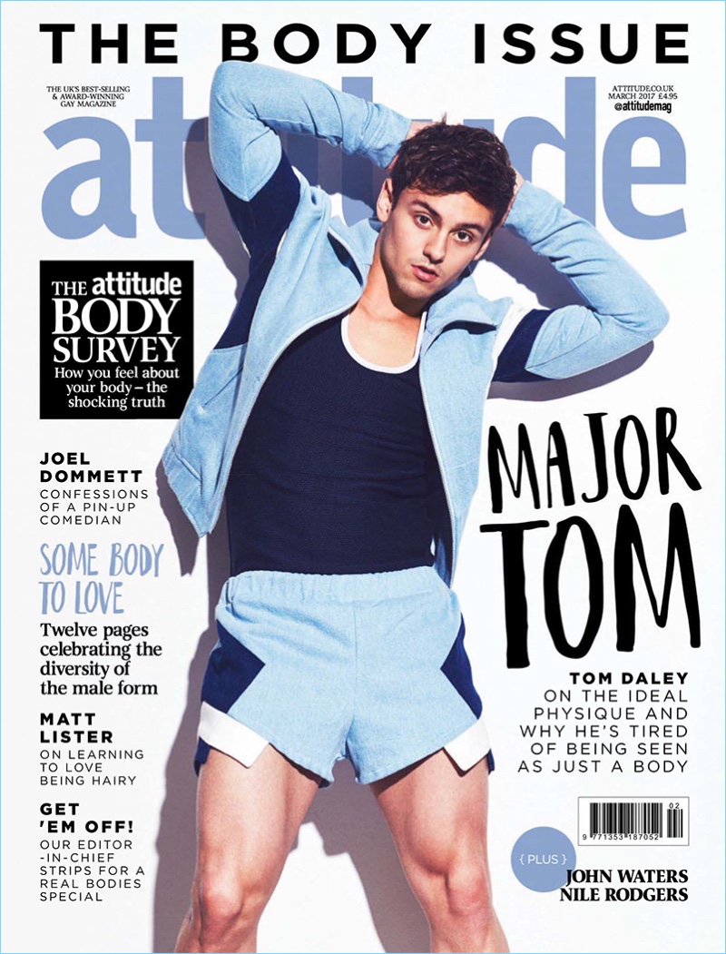 Tom Daley covers the March 2017 issue of Attitude magazine.