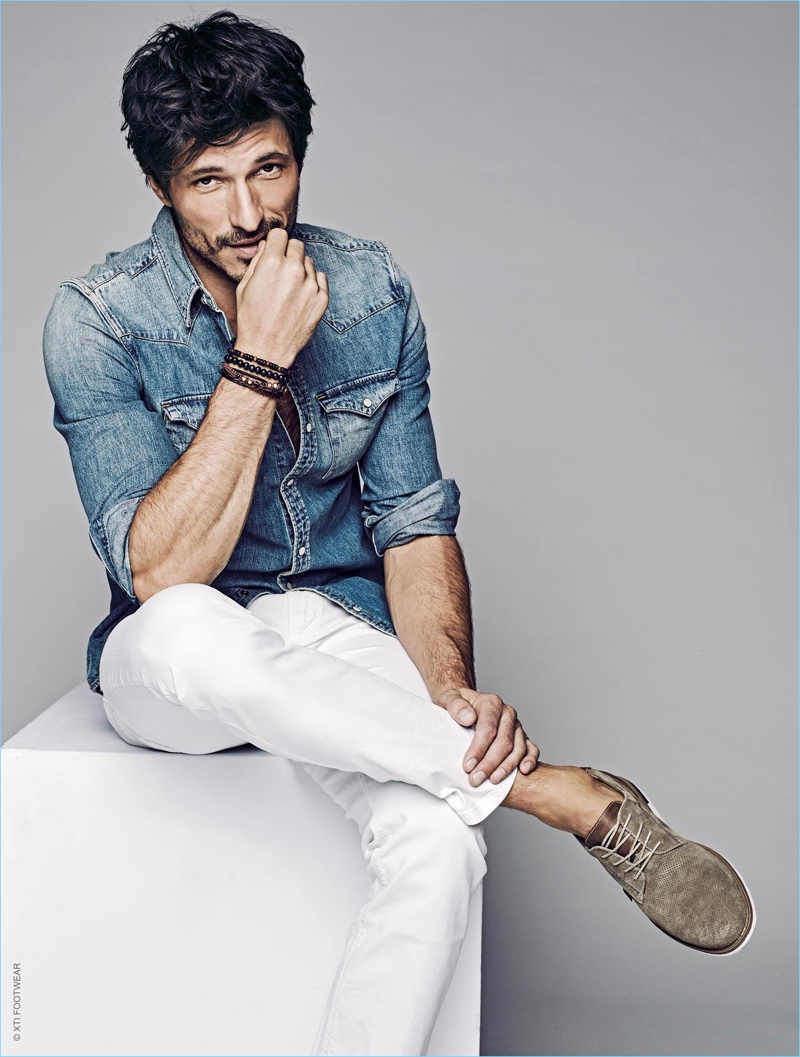 Leading model Andres Velencoso sports denim essentials for Xti's spring-summer 2017 campaign.