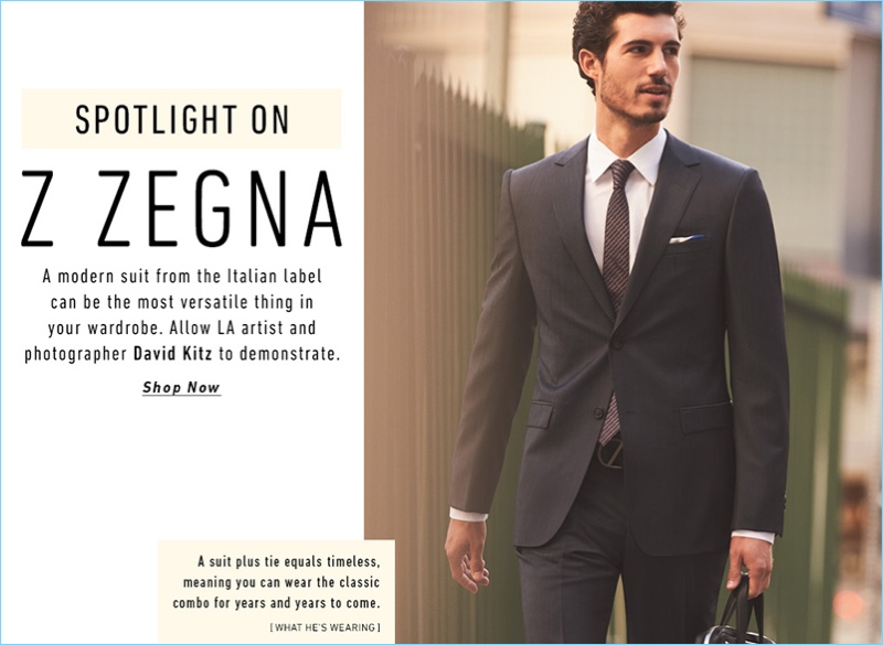 Photographer David Kitz suits up for a professional look from Italian brand, Z Zegna.