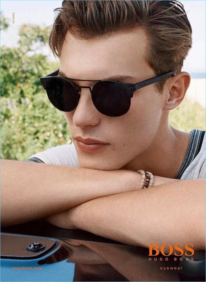 British model Kit Butler stars in BOSS Hugo Boss' spring-summer 2017 eyewear campaign.