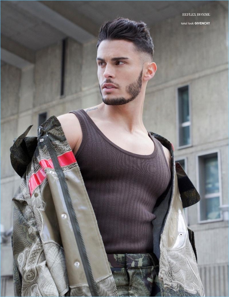 Baptiste Giabiconi wears a spring look from French fashion house, Givenchy.