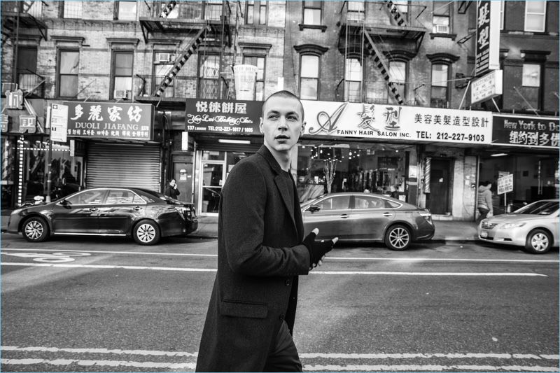 Model Yuri Pleskun explores Chinatown for Bowen's fall-winter 2017 campaign.