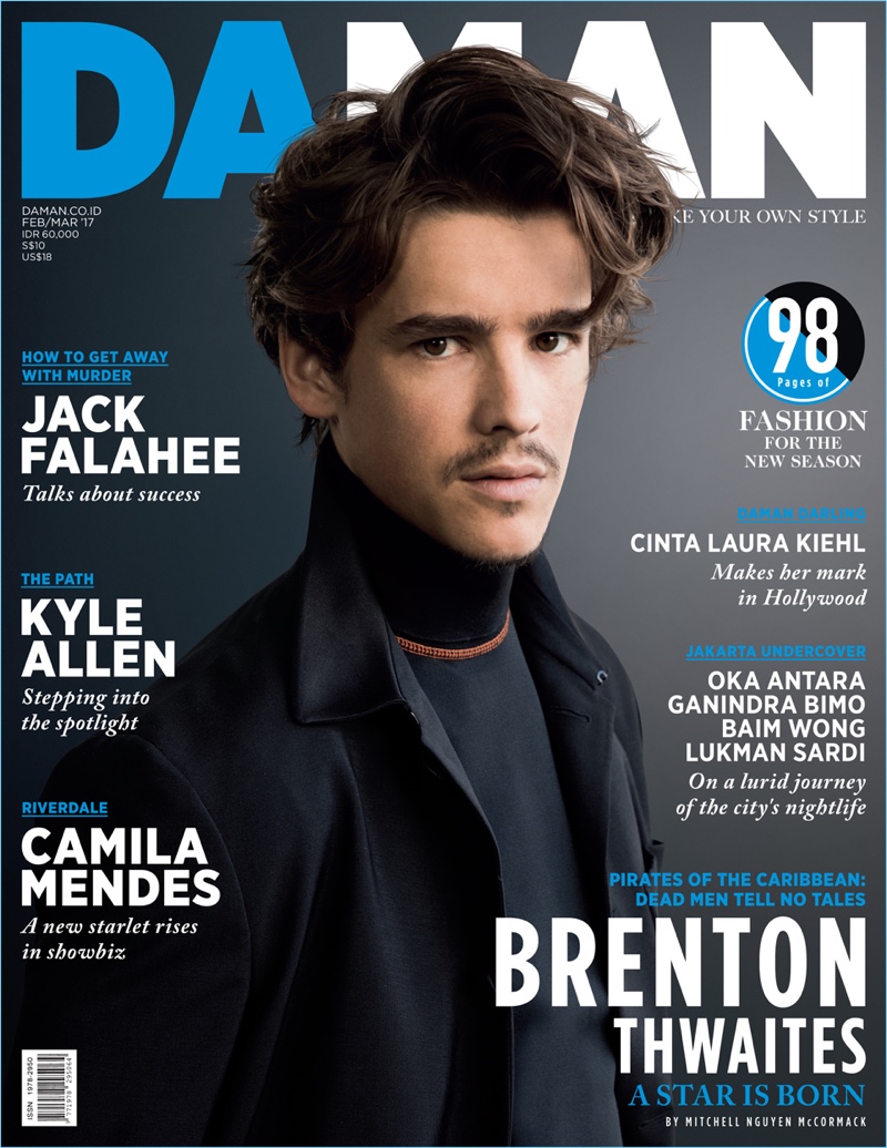 Brenton Thwaites covers the February/March 2017 issue of Da Man.