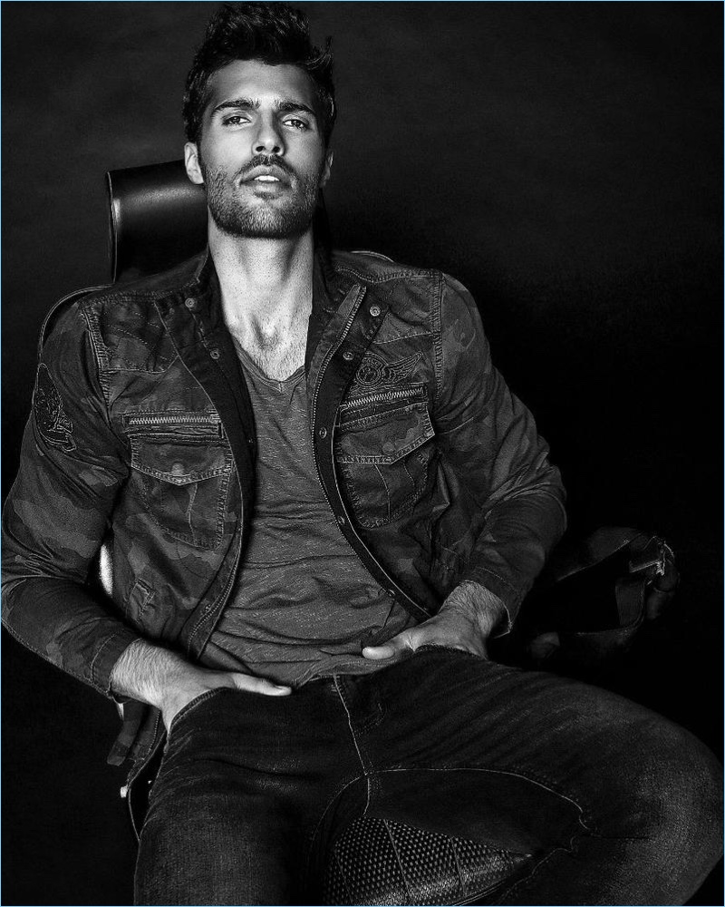 Model Jeffrey Finn fronts Buffalo Jeans' spring-summer 2017 campaign.