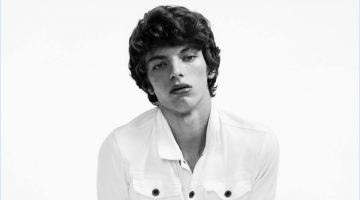 Fernando wears a white denim jacket and jeans for Calvin Klein Jeans' spring-summer 2017 campaign.