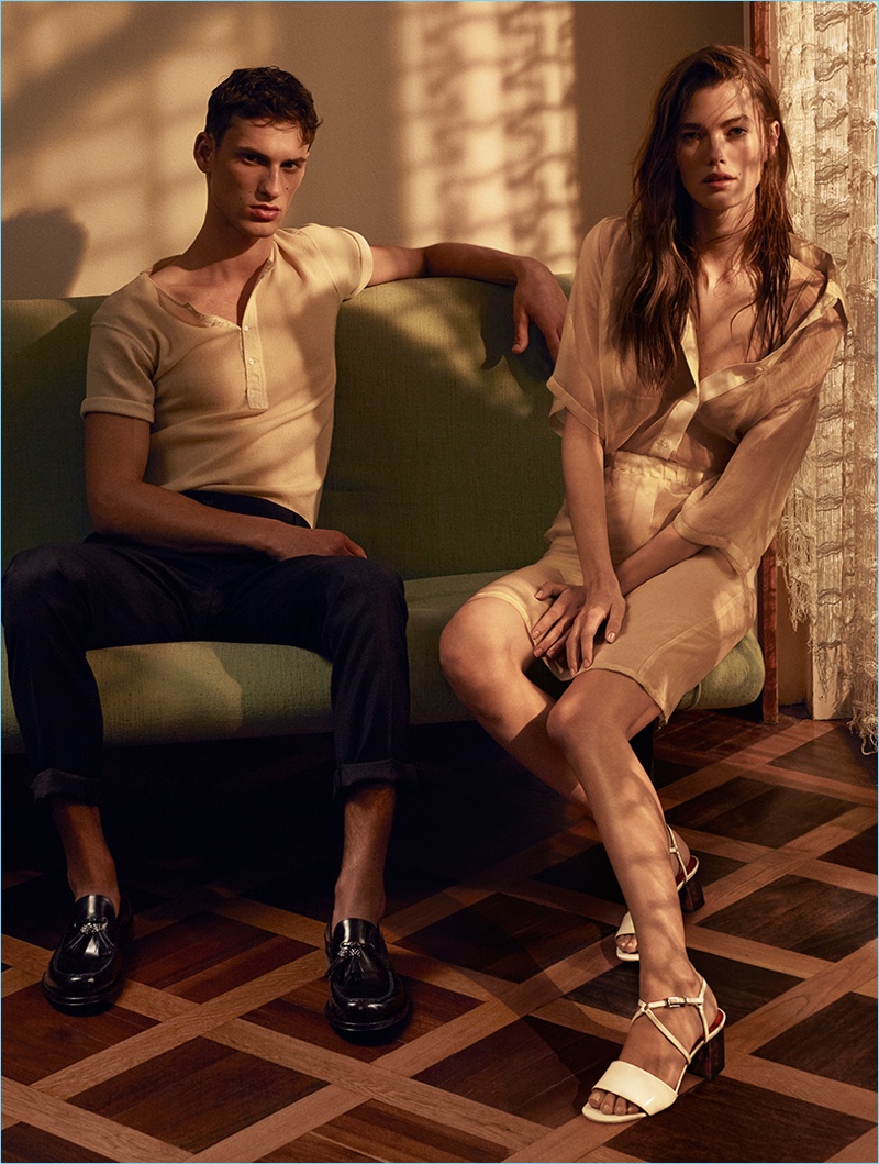 Appearing in Cesare Paciotti's spring-summer 2017 campaign, David Trulik joins Mathilde Brandi.