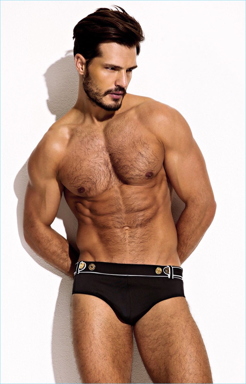 Front and center, Diego Miguel dons Charlie by Matthew Zink's Magnum Trunk.