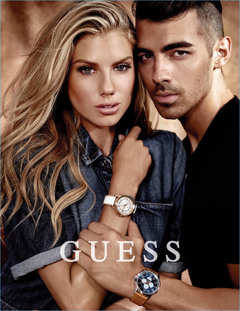 Blonde bombshell Charlotte McKinney joins Joe Jonas for the spring-summer 2017 GUESS Watch campaign.