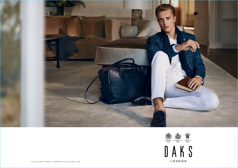 Fashion brand Daks makes a case for summer whites with a sharp look from its spring-summer 2017 campaign, which features Max Rendell.