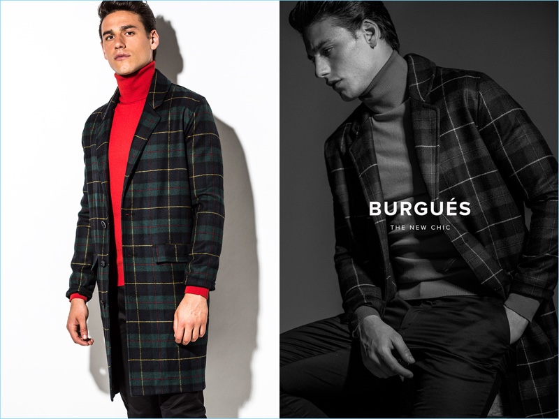 Plaid is a key statement as Mariano Ontañon dons a long coat from El Burgués.