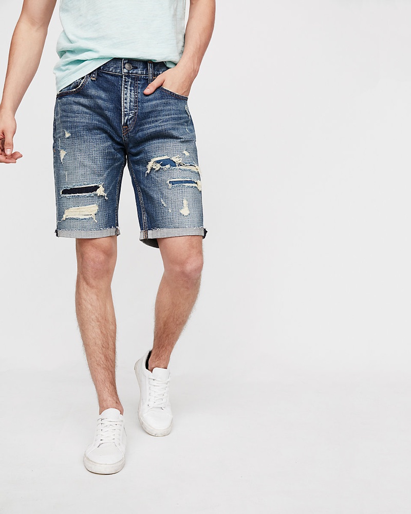 Express Slim 9 Inch Destroyed Stretch Denim Shorts $35.94