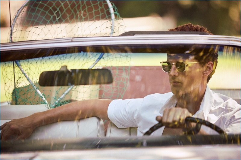 Taking a drive, Garrett Neff fronts Katama's spring-summer 2017 campaign.