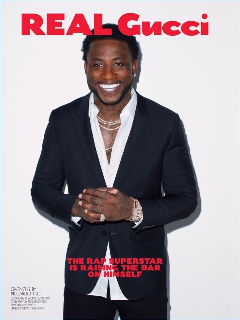 Gucci Mane wears tailoring by Givenchy for CR Fashion Book.