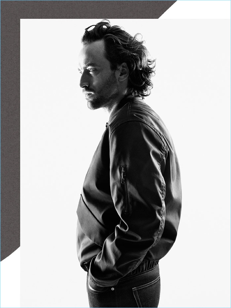 Robert Fry sports a padded bomber jacket from H&M Edition. » Artist Robert Fry Sports Luxe H&M Edition Collection Robert Fry sports a padded bomber jacket from H&M Edition.