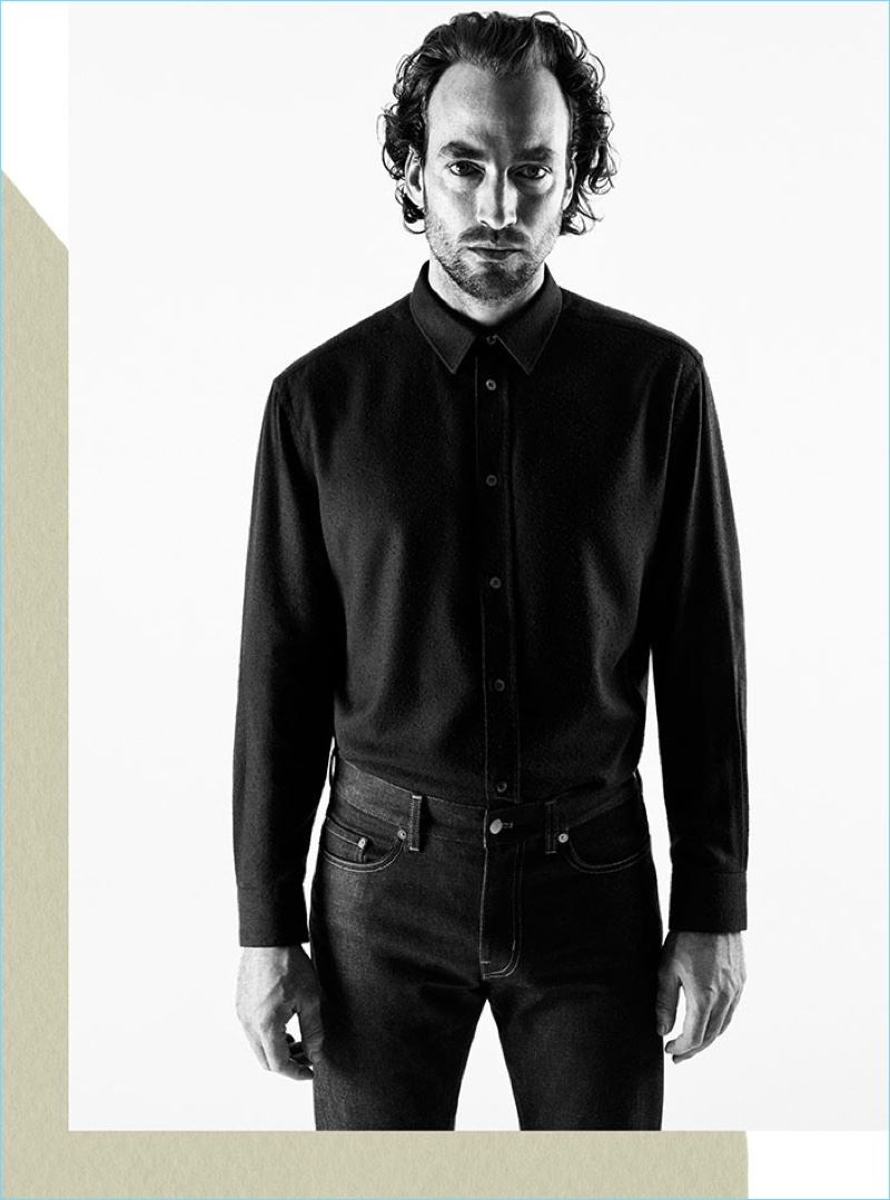 Artist Robert Fry sports a mulberry silk shirt and selvedge denim jeans from H&M Edition.