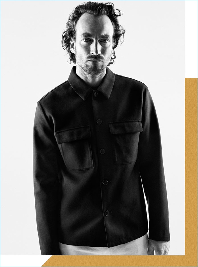 Appear in H&M Edition's new collection, Robert Fry sports a twill shirt jacket. » Artist Robert Fry Sports Luxe H&M Edition Collection Appear in H&M Edition's new collection, Robert Fry sports a twill shirt jacket.