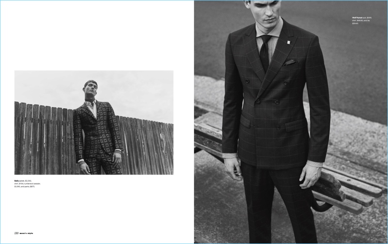 Adrian Price photographs Jason Anthony in fine suiting from brands such as Bally.