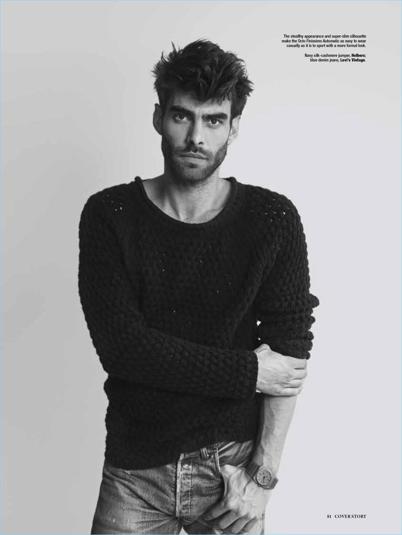 Going casual, Jon Kortajarena sports a Helbers sweater with Levi's Vintage jeans.
