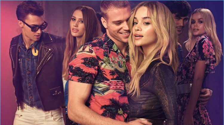 Models Alessio Pozzi, Julia, Matthew Noszka, Jasmine Sanders, Lucas Alves, and Frida Aasen appear in Just Cavalli's spring-summer 2017 campaign.