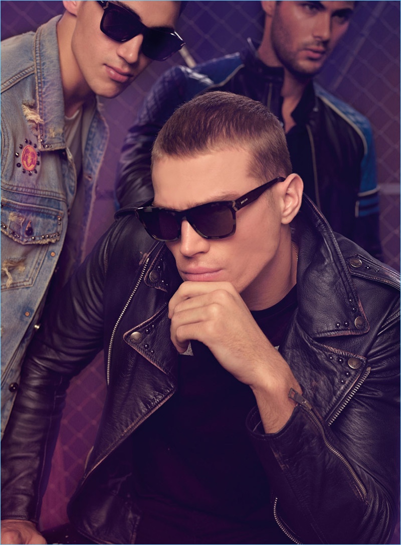 Alessio Pozzi, Matthew Noszka, and Lucas Alves rock sunglasses for Just Cavalli's spring-summer 2017 campaign.