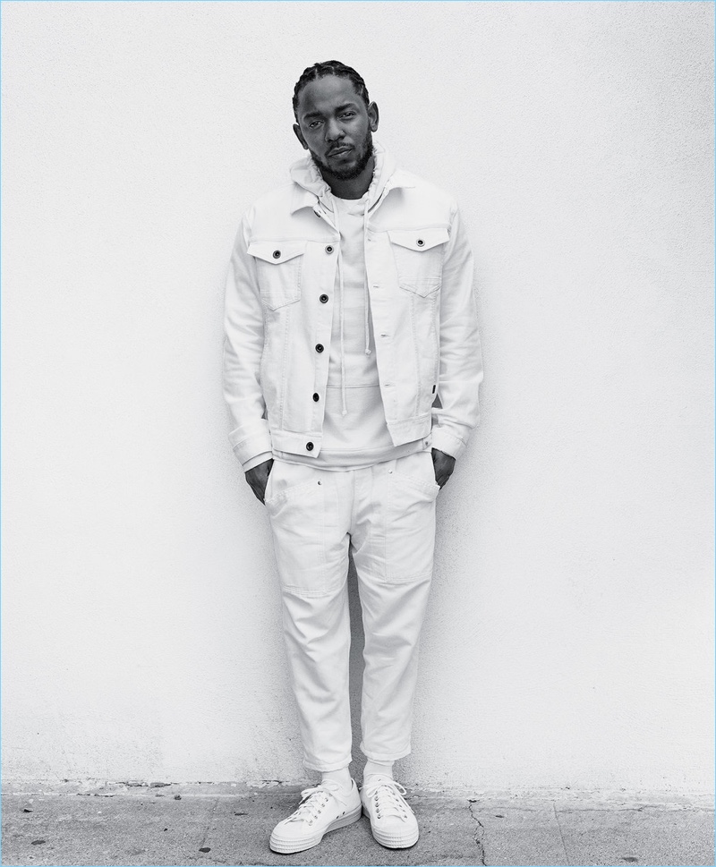 White Out: Kendrick Lamar wears a Calvin Klein Jeans jacket, AG hoodie, Joseph pants, Falke socks, and Novesta sneakers. » Beck, Kendrick Lamar & Tom Waits Cover T Magazine's Music Issue White Out: Kendrick Lamar wears a Calvin Klein Jeans jacket, AG hoodie, Joseph pants, Falke socks, and Novesta sneakers.