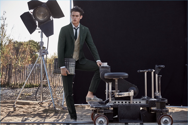 Sascha Wolf dons a dapper waistcoat and blazer look from L.B.M. 1911's spring-summer 2017 collection. » L.B.M. 1911 Takes to the Beach with Modern Spin on Luxury Suiting Sascha Wolf dons a dapper waistcoat and blazer look from L.B.M. 1911's spring-summer 2017 collection.