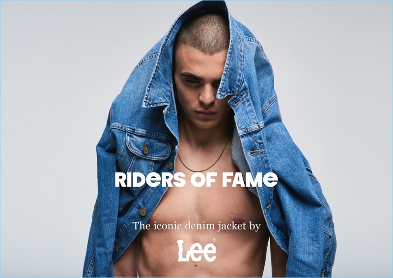 Model Diego Villarreal rocks a denim jacket from Lee Jeans.
