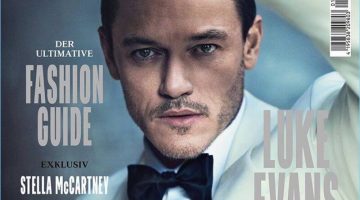 Luke Evans Goes Sartorial for GQ Style Germany Cover Luke Evans wears an off-white tuxedo jacket and black bow-tie for the cover of GQ Style Germany.