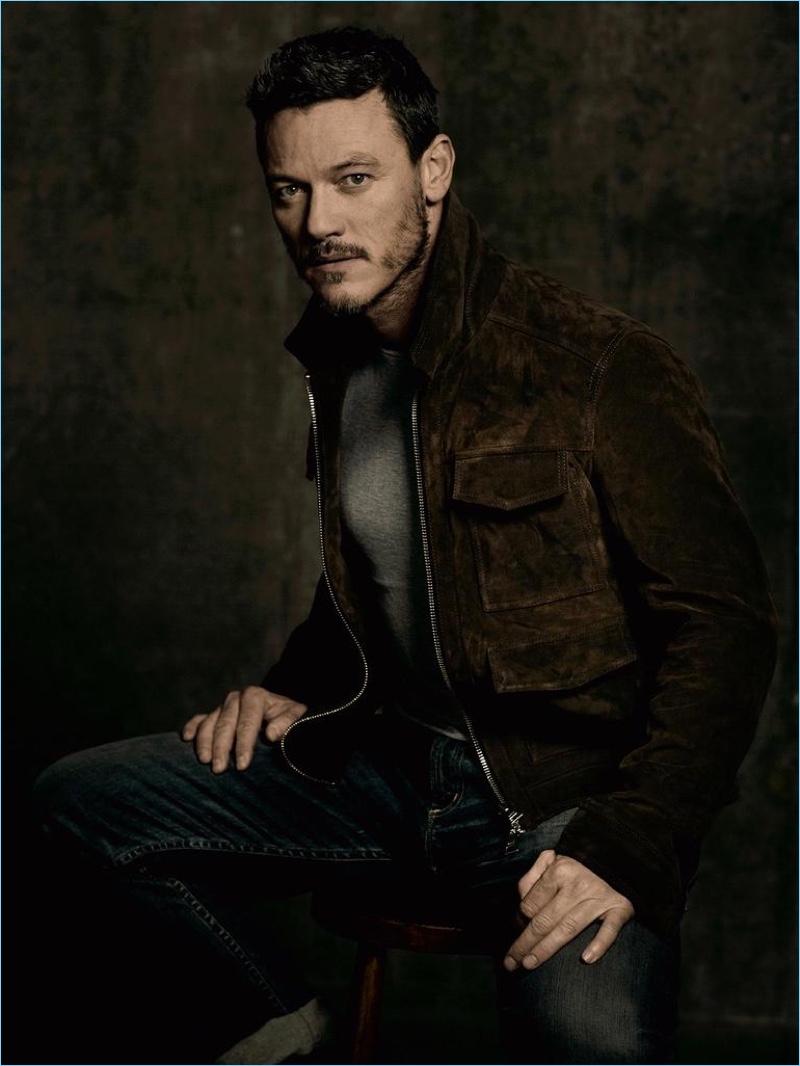 Luke Evans wears a t-shirt and suede jacket by AMI with Citizens of Humanity jeans. » Luke Evans Appears in Harrods Shoot, Talks Gaston's Appeal Luke Evans wears a t-shirt and suede jacket by AMI with Citizens of Humanity jeans.
