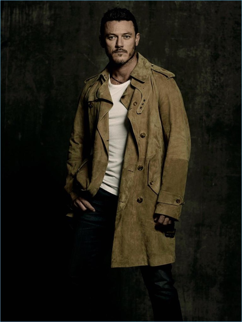 Actor Luke Evans wears a Ralph Lauren Purple Label coat with a Lot 78 t-shirt, and Citizens of Humanity jeans. » Luke Evans Appears in Harrods Shoot, Talks Gaston's Appeal Actor Luke Evans wears a Ralph Lauren Purple Label coat with a Lot 78 t-shirt, and Citizens of Humanity jeans.
